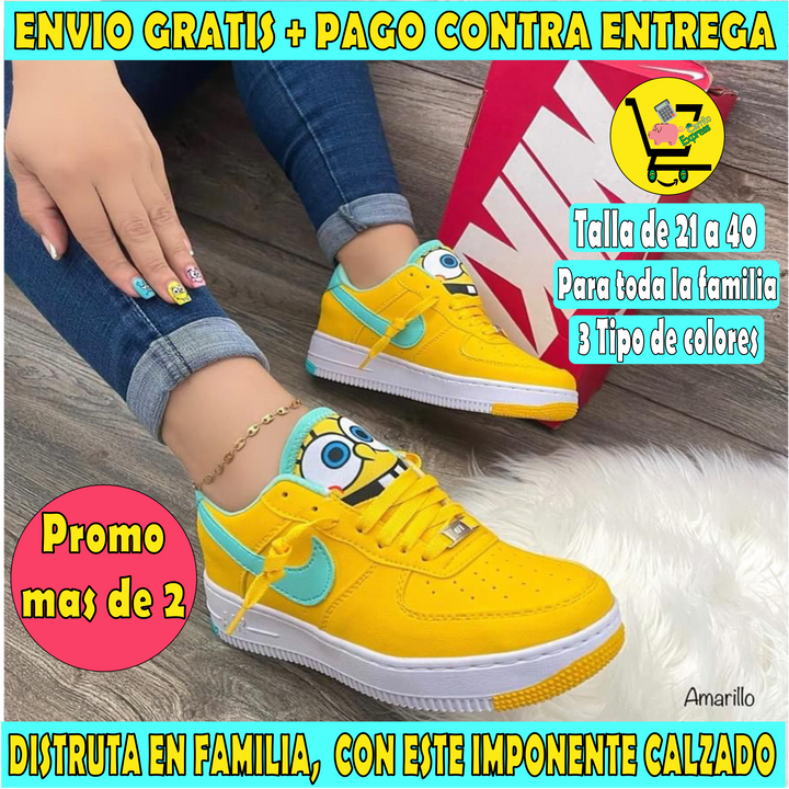 TENIS BOB ESPONJA PARA TODA LA FAMILIA 👨‍👩‍👧‍👦 👟