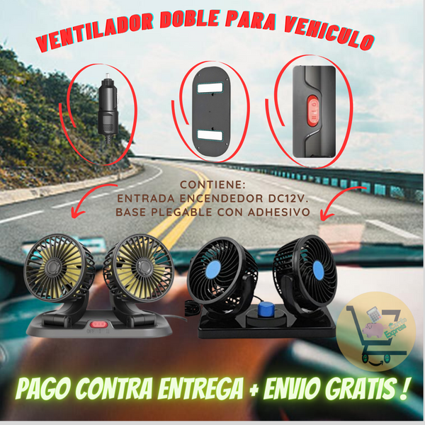 VENTILADOR DOBLE PARA VEHICULO 🚕🍃