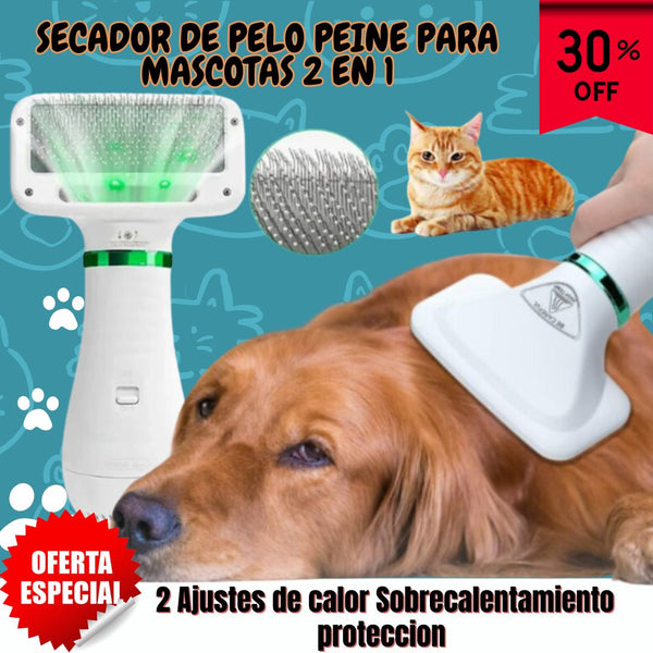 Secador De Pelo Peine Para Mascotas 2 En 1