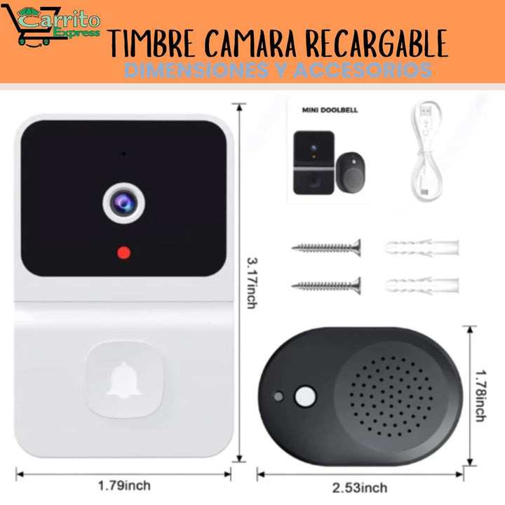 TIMBRE CON CAMARA DE VIDEO RECARGABLE 📸🔈