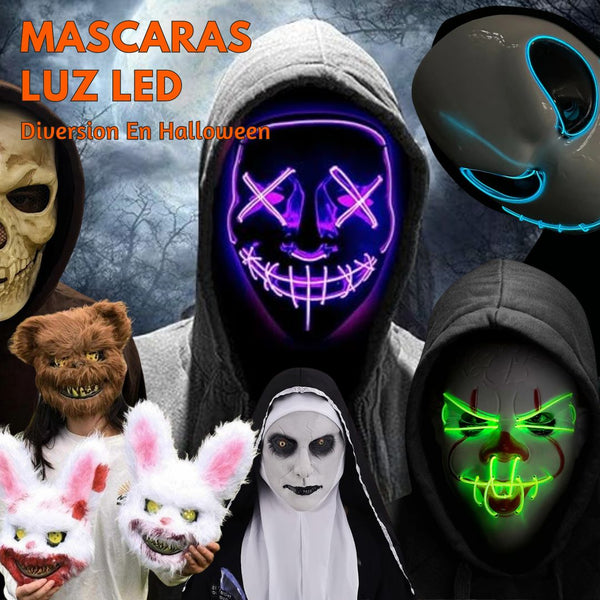 MASCARA DISEÑOS LUZ LED 🎃👻